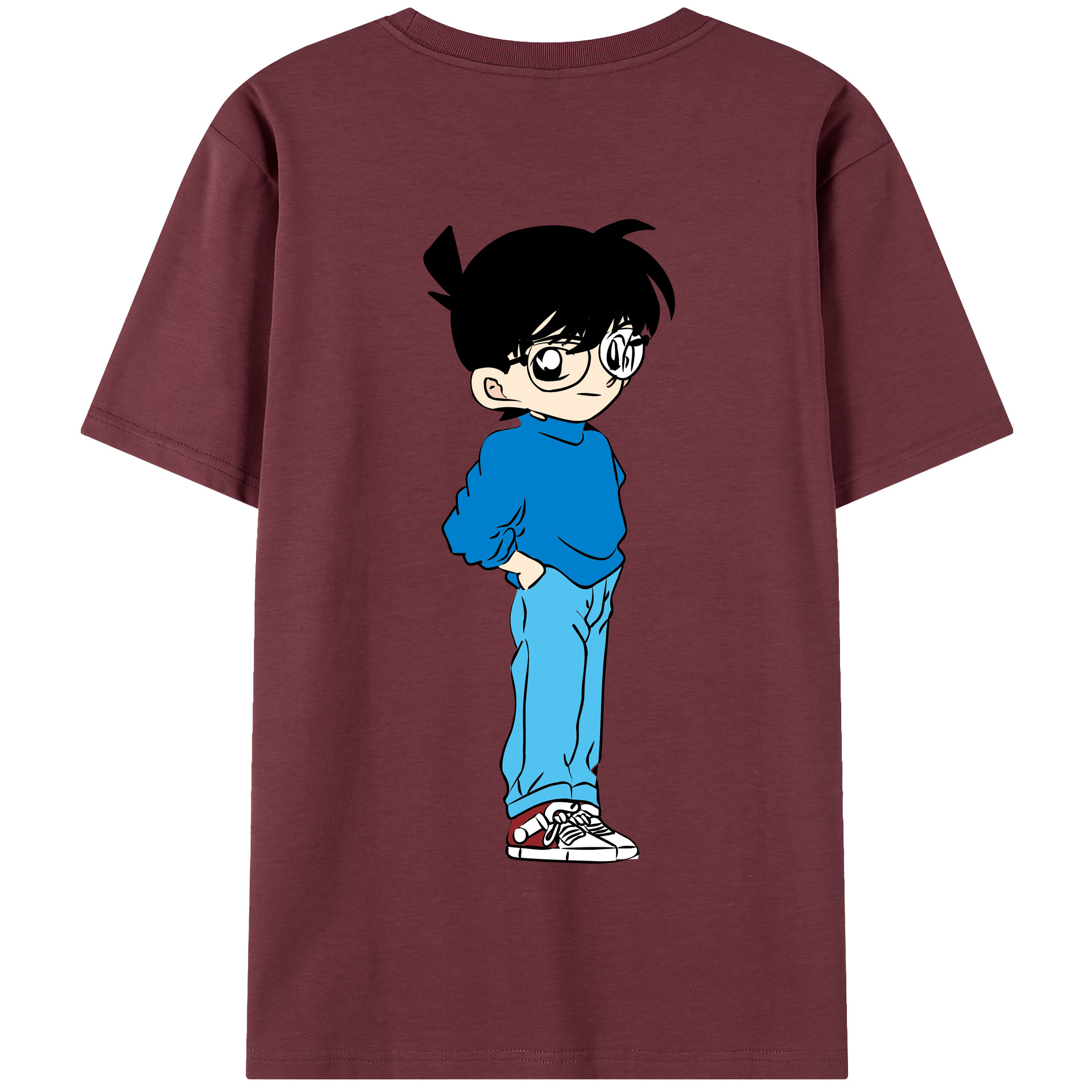 （画像用） 名探偵コナン 江戸川 コナン Detective Conan Conan Edogawa 綿100％半袖Tシャツ（背面プリント）
